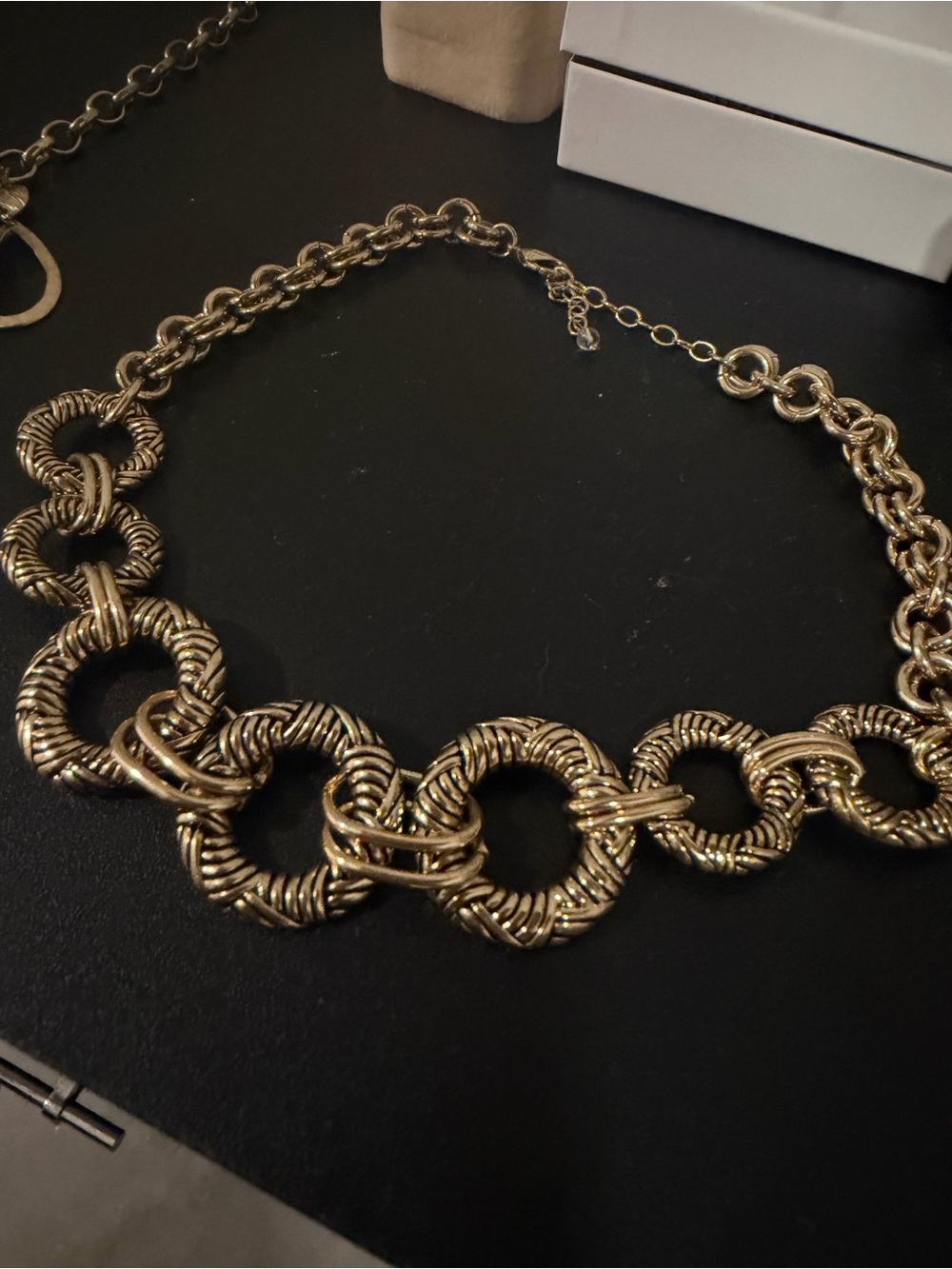 Gold Rope-Link Statement Necklace - Picture 3 of 5